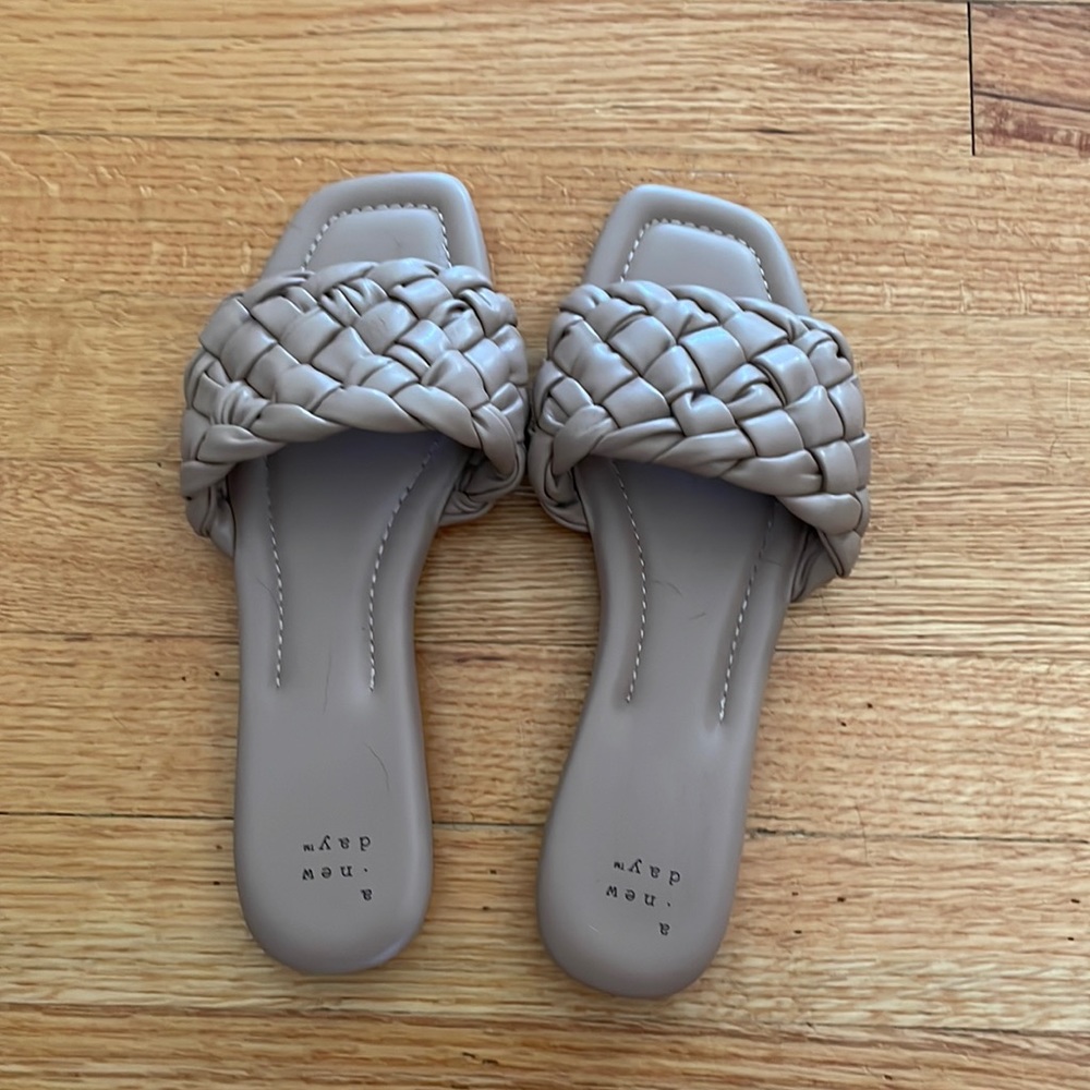 Braided Nude Beige Flat Sandals